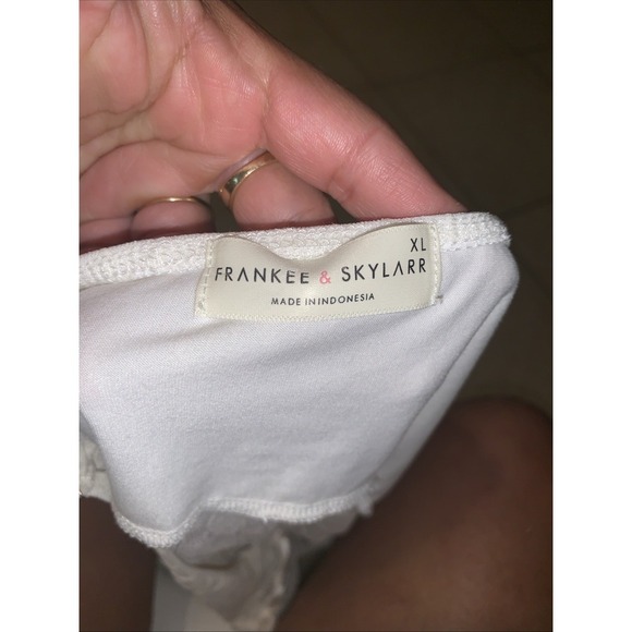 y2k blouse Frankee skylarr size XL white Open Front 0047 - Picture 3 of 3